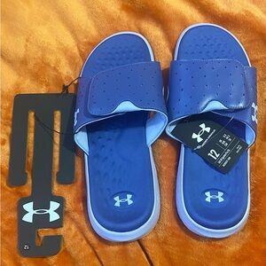 Under Armour Blue Sandals Flip Flops with Cushioned Footbed